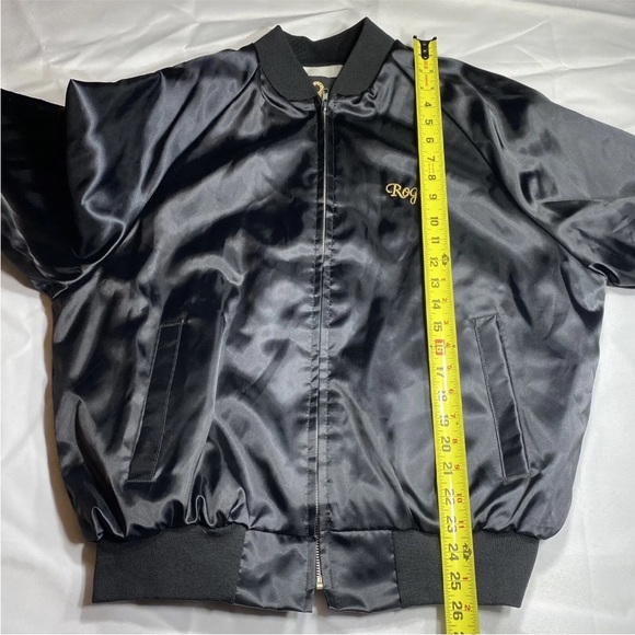 Vintage King Louie Pro Fit Mens XL Hertz Satin Bomber Varsity Black Jacket - Picture 5 of 6